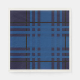Blue Jewel Plaid Tartan Paper Napkin スタンダードランチョンナプキン