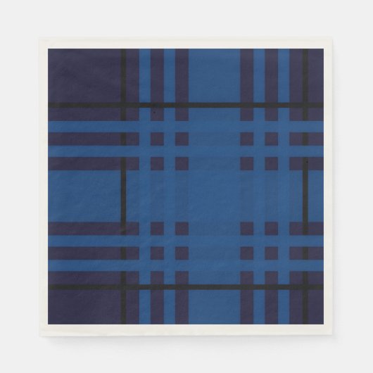 Blue Jewel Plaid Tartan Paper Napkin スタンダードランチョンナプキン (正面)