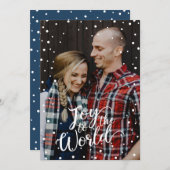 Blue Joy to the World Snowの写真カスタム シーズンカード (正面/裏面)