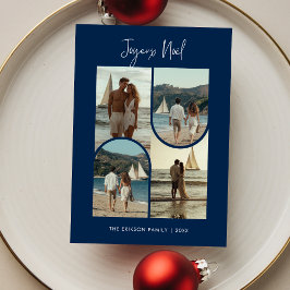 Blue Joyeux Noel Christmasフランスの Newlywed写真 シーズンカード
