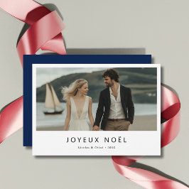 Blue Joyeux Noel Christmas フランスの Maritime Photo シーズンカード