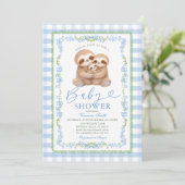 Blue Jungle Watercolor Sloth Baby Shower 招待状 (スタンド正面)