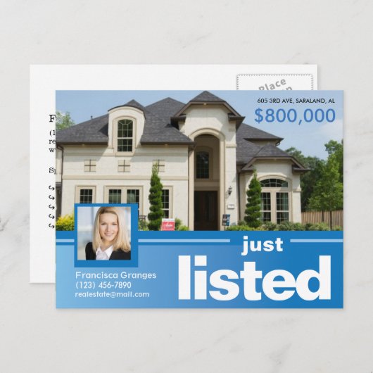 Blue Justリスト実在に掲載された広告テンプレート ポストカード (正面/裏面)