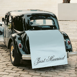 Blue Just Married Fabric Car Wedding Banner Sign タペストリー