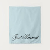 Blue Just Married Fabric Car Wedding Banner Sign タペストリー (正面)