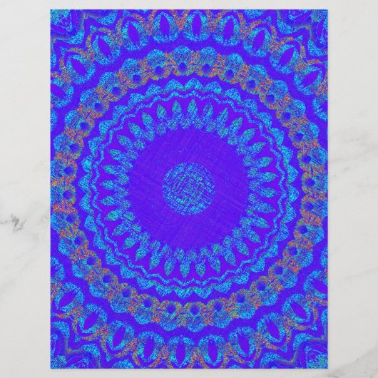 Blue Kaleidoscope Scrapbook Paper 2-Sided Page (正面)