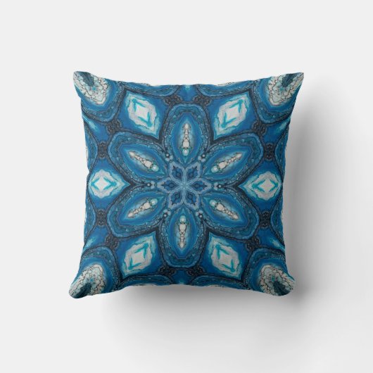 Blue Kaleidoscope Throw Pillow クッション (裏面)
