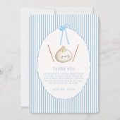 Blue Kawaii Boy Bow Asian Dumpling Baby Shower  サンキューカード (正面)