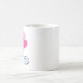 Blue Kawaii Cat With Pink Bow & Hearts コーヒーマグカップ (中央)
