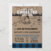 Blue Kids Sの友達と一緒のおもしろいキャンプの火災報知器 招待状 (正面)