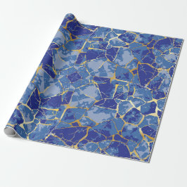 Blue Kintsugi Gold Vein Wrapping Paper ラッピングペーパー