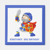 Blue Knight In Armor Kids 3rd Birthday マグネット (正面)