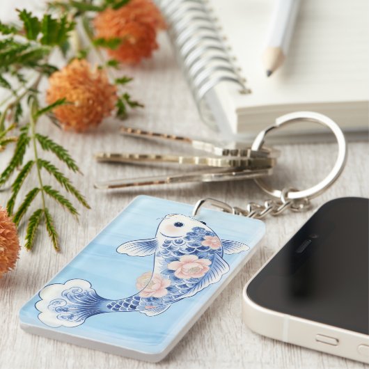 Blue Koi Fish Keychain キーホルダー (正面右)