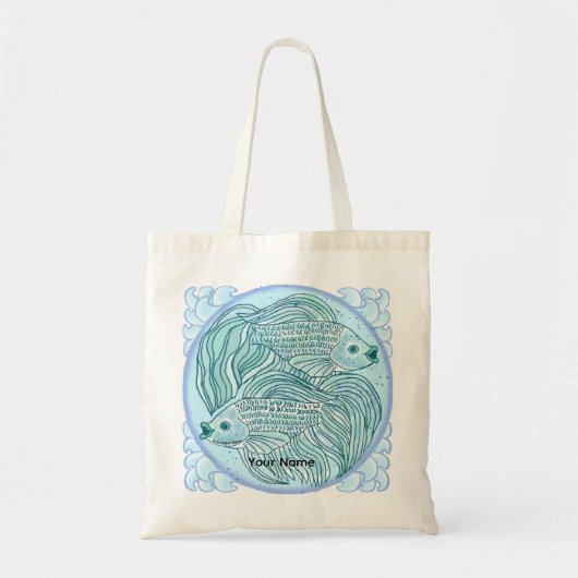 Blue Koi Fish tote bag トートバッグ (正面)