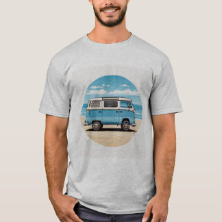 Blue Kombi Beach Circle Tee - Vintage Coastal Cha Tシャツ