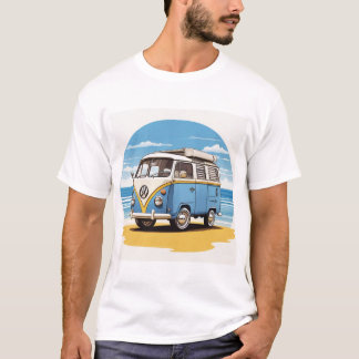  Blue Kombi Beach Circle Tee - Vintage Coastal Cha Tシャツ