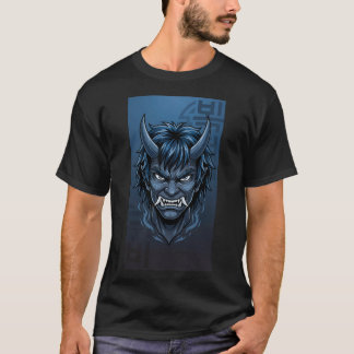 Blue Korean Dokkaebi Oni Mask - Asian Folklore Dem Tシャツ
