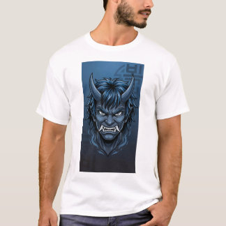 Blue Korean Dokkaebi Oni Mask Tシャツ