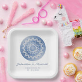 Blue Lace Mandala Wedding ペーパープレート (パーティー)
