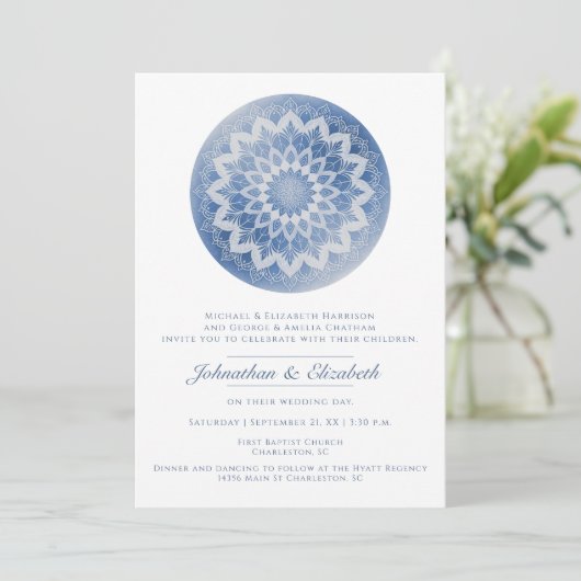 Blue Lace Mandala Wedding 招待状 (スタンド正面)