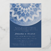 Blue Lace Mandala Wedding 箔招待状 (正面)