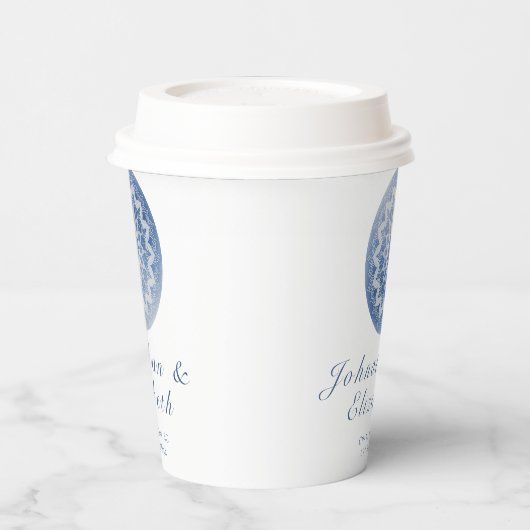 Blue Lace Mandala Wedding 紙コップ (左)