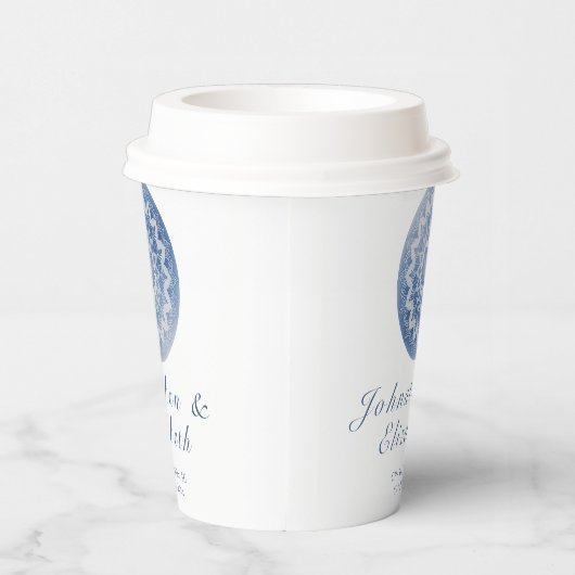 Blue Lace Mandala Wedding 紙コップ (右)