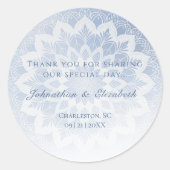 Blue Lace Mandala Wedding Favor ラウンドシール (正面)