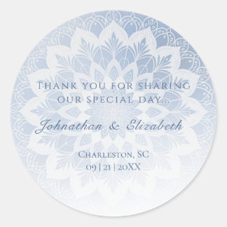 Blue Lace Mandala Wedding Favor ラウンドシール