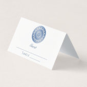 Blue Lace Mandala Wedding Place Card (正面)