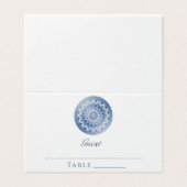 Blue Lace Mandala Wedding Place Card (外部フラット)