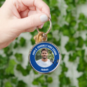 Blue Lacrosse Player Photo High School Spirit キーホルダー (手)