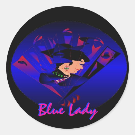 "Blue Lady"ステッカー – カスタマイズ可能 ラウンドシール (正面)