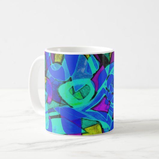 "blue lagoon" abstract coffee mug コーヒーマグカップ (正面左)
