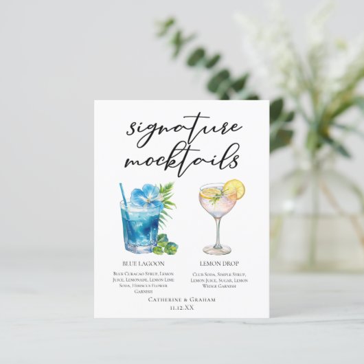 Blue Lagoon Lemon Drop Wedding Mocktails Menu (スタンド正面)