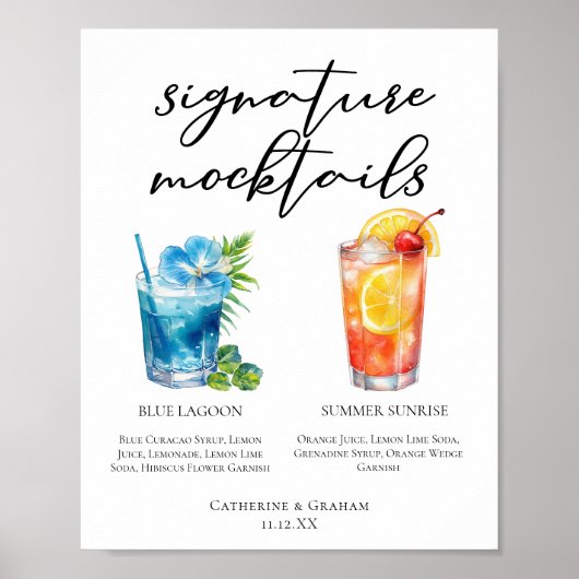 Blue Lagoon Summer Sunrise Mocktails Menu ポスター (正面)