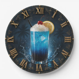 Blue Lagoon Tropical Cocktail Bar Decor ペーパープレート