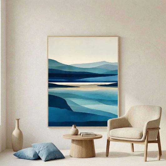 Blue Lake Basin Abstract Wall Art ポスター