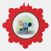 Blue lantern christmas with candle  オーナメントカード (正面)