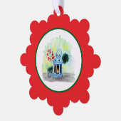 Blue lantern christmas with candle  オーナメントカード (左)