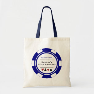 Blue Las Vegas Casino Poker Chip Birthday トートバッグ