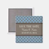 Blue Lattice ファンシー Save the Date Magnet マグネット (正面/裏面)