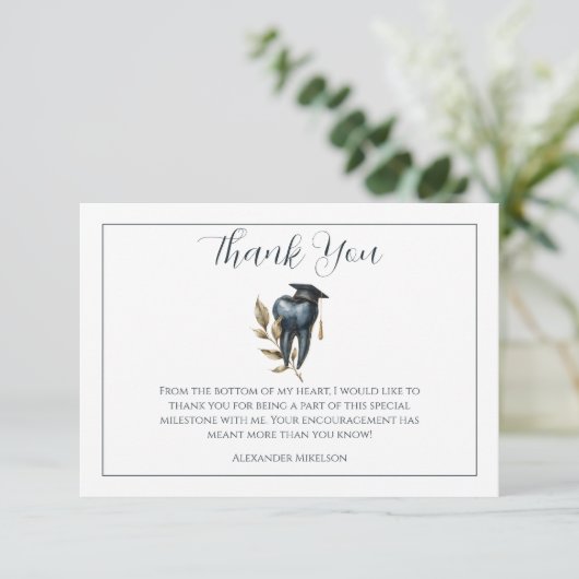 Blue Laurel Tooth Graduation Party サンキューカード (スタンド正面)