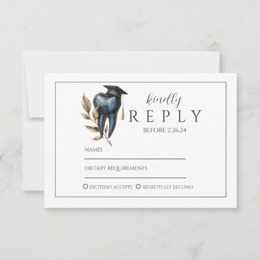 Blue Laurel Tooth Graduation Party 出欠カード (正面)