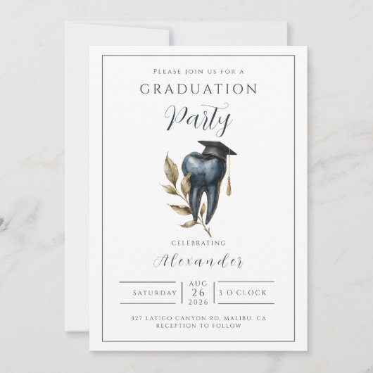 Blue Laurel Tooth Graduation Party 招待状 (正面)