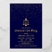Blue Law school Class Of 2026 graduation confetti 箔招待状 (正面)
