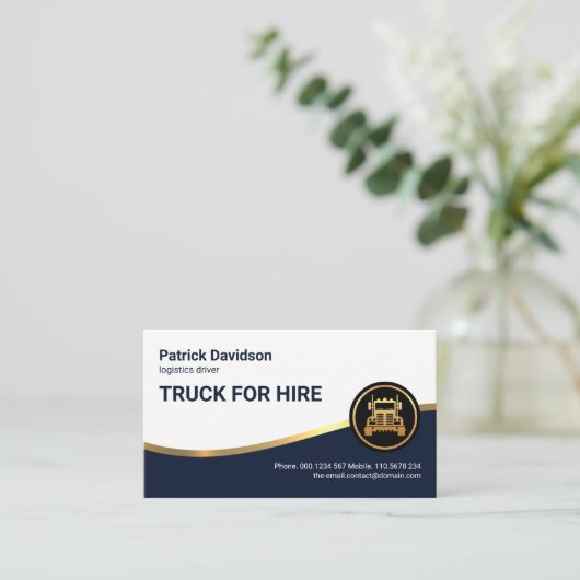 Blue Layer Wave Logisticsトラックドライバ 名刺 (スタンド正面)