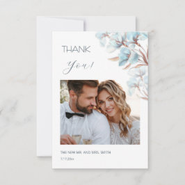 Blue Layered Flowers Wedding Thank You Card サンキューカード