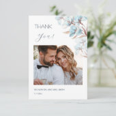 Blue Layered Flowers Wedding Thank You Card サンキューカード (スタンド正面)
