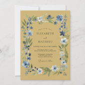 Blue Leaf Botanical Whimsy Wedding 招待状 (正面)